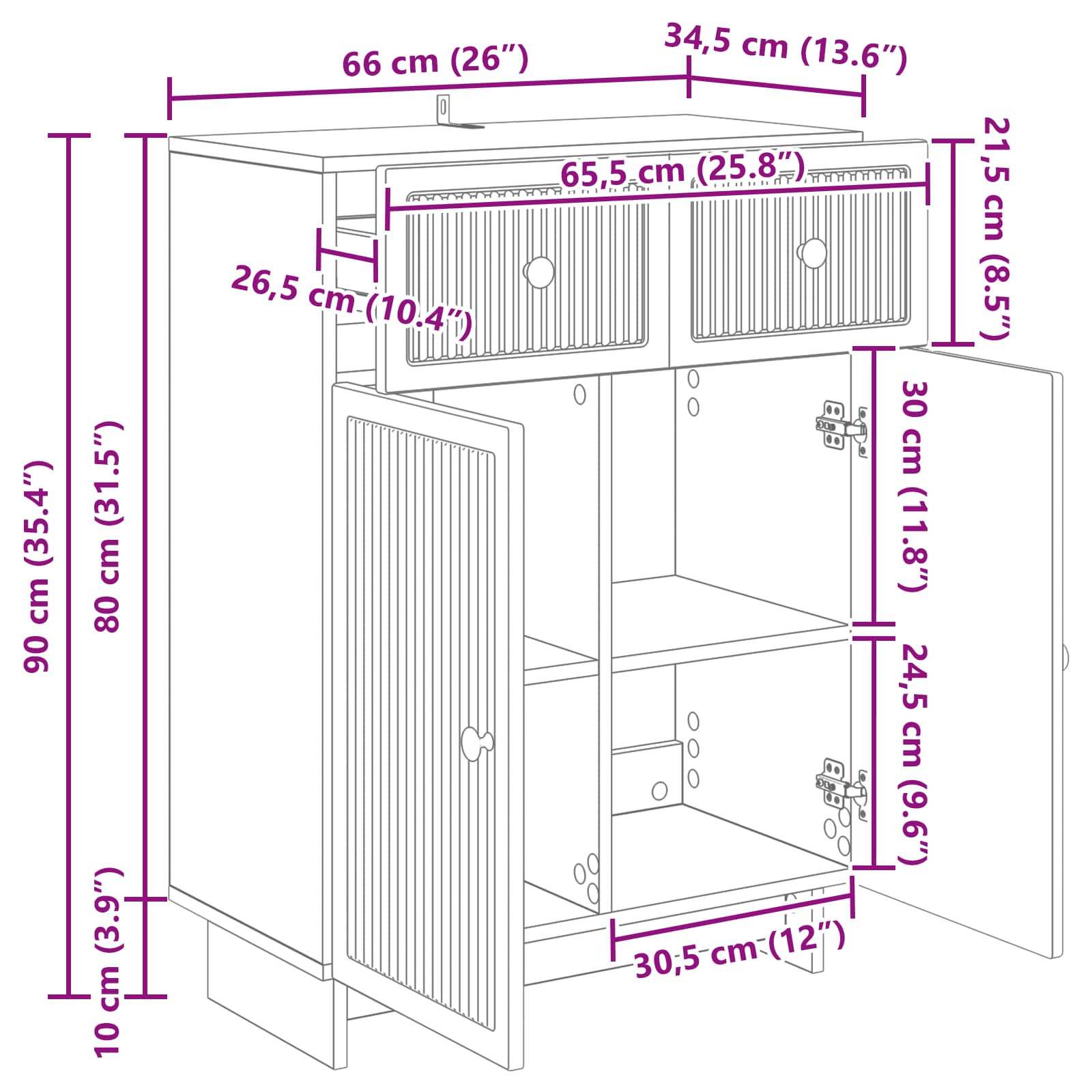 Buffet Chêne Sonoma 66 x 34,5 x 90 cm Bois d'ingénierie - XIOS