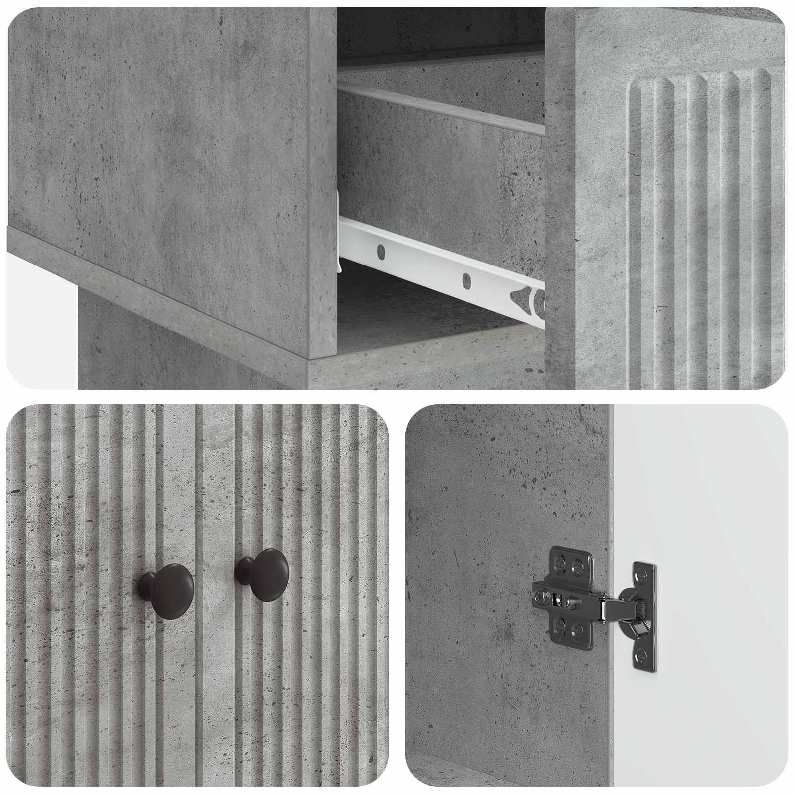 Buffet Gris Béton 66 x 34,5 x 95 cm Bois d’ingénierie - XIOS