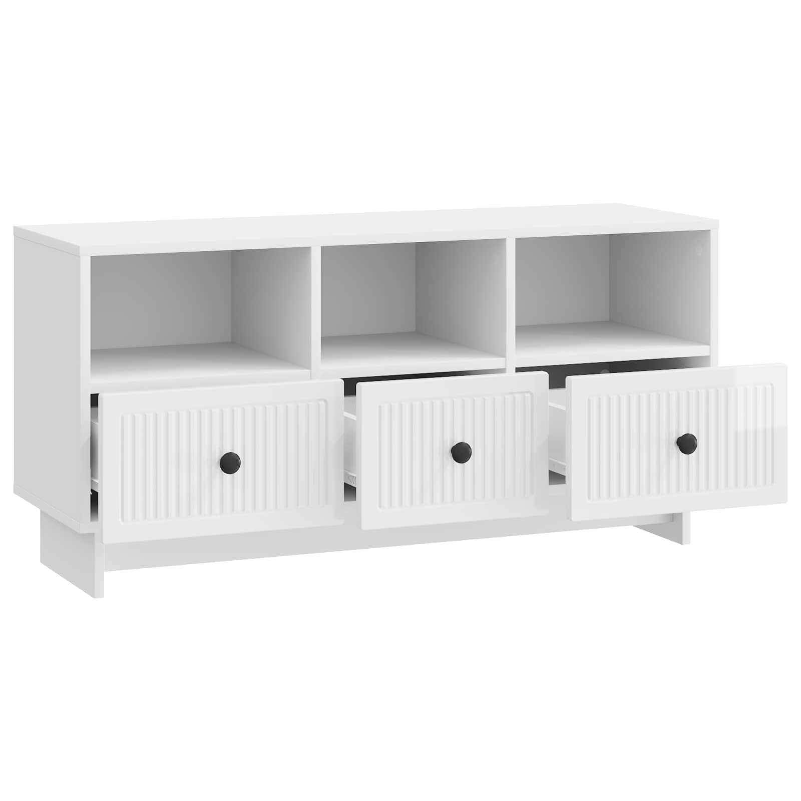 Meuble TV Blanc brillant 102 x 34,5 x 50 cm Bois d'ingénierie - XIOS