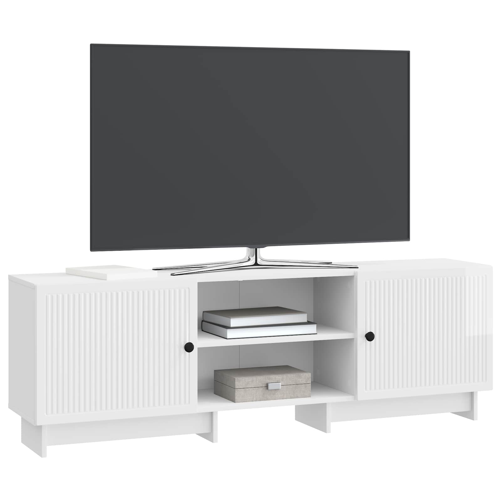 Meuble TV Blanc Brillant 150 x 31 x 50 cm Bois d’ingénierie - XIOS