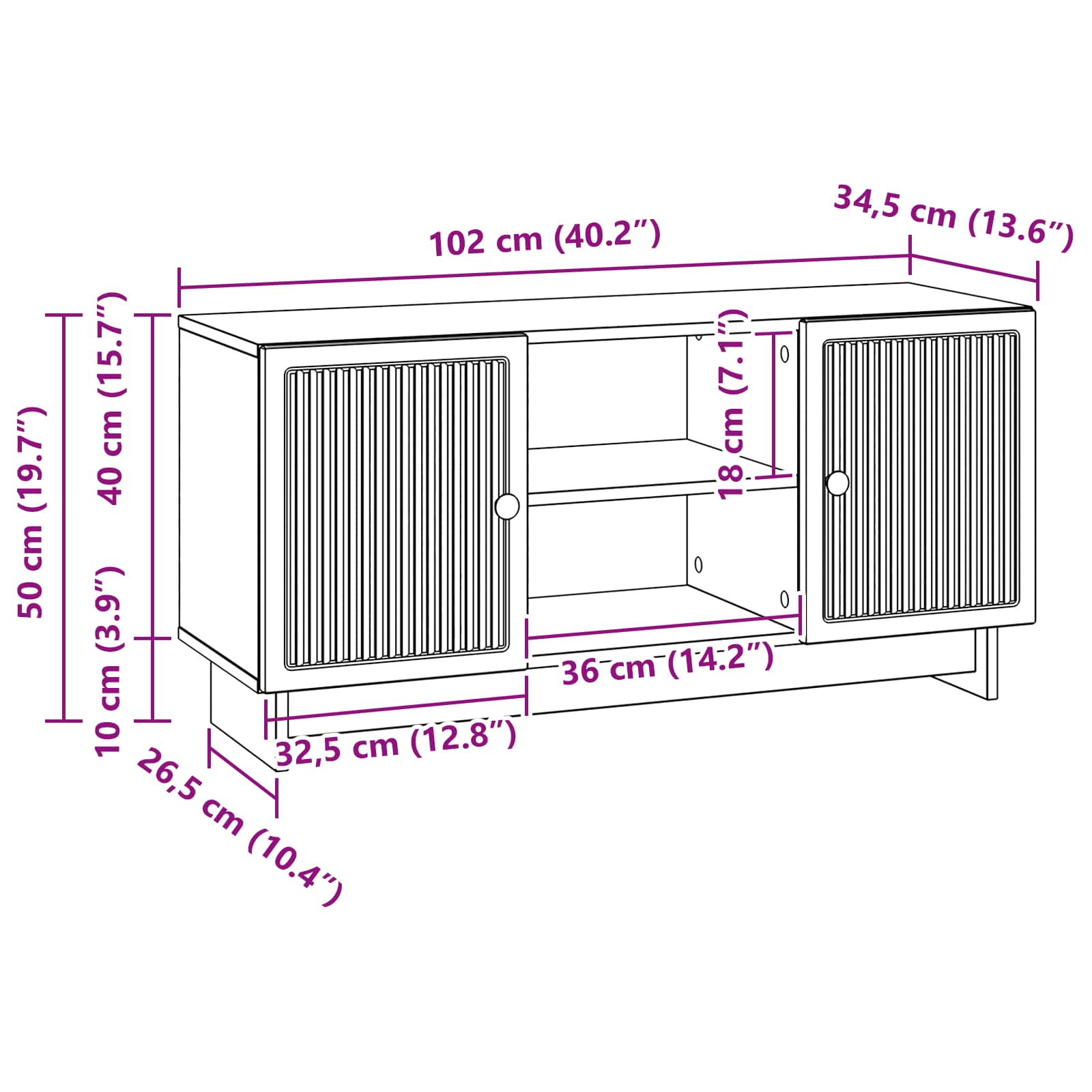 Meuble TV Gris Sonoma 102 x 34,5 x 50 cm Bois d'ingénierie - XIOS