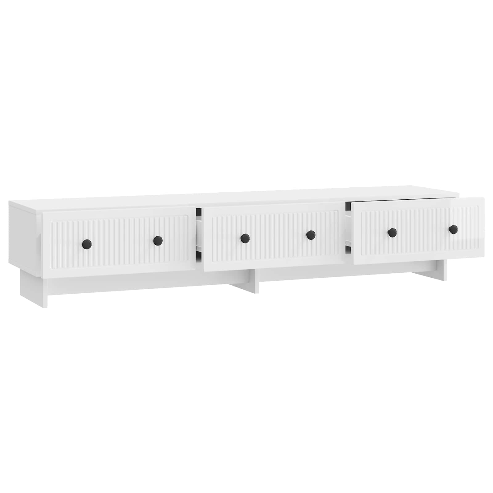 Meuble TV Blanc brillant 147 x 34,5 x 30 cm Bois d'ingénierie - XIOS