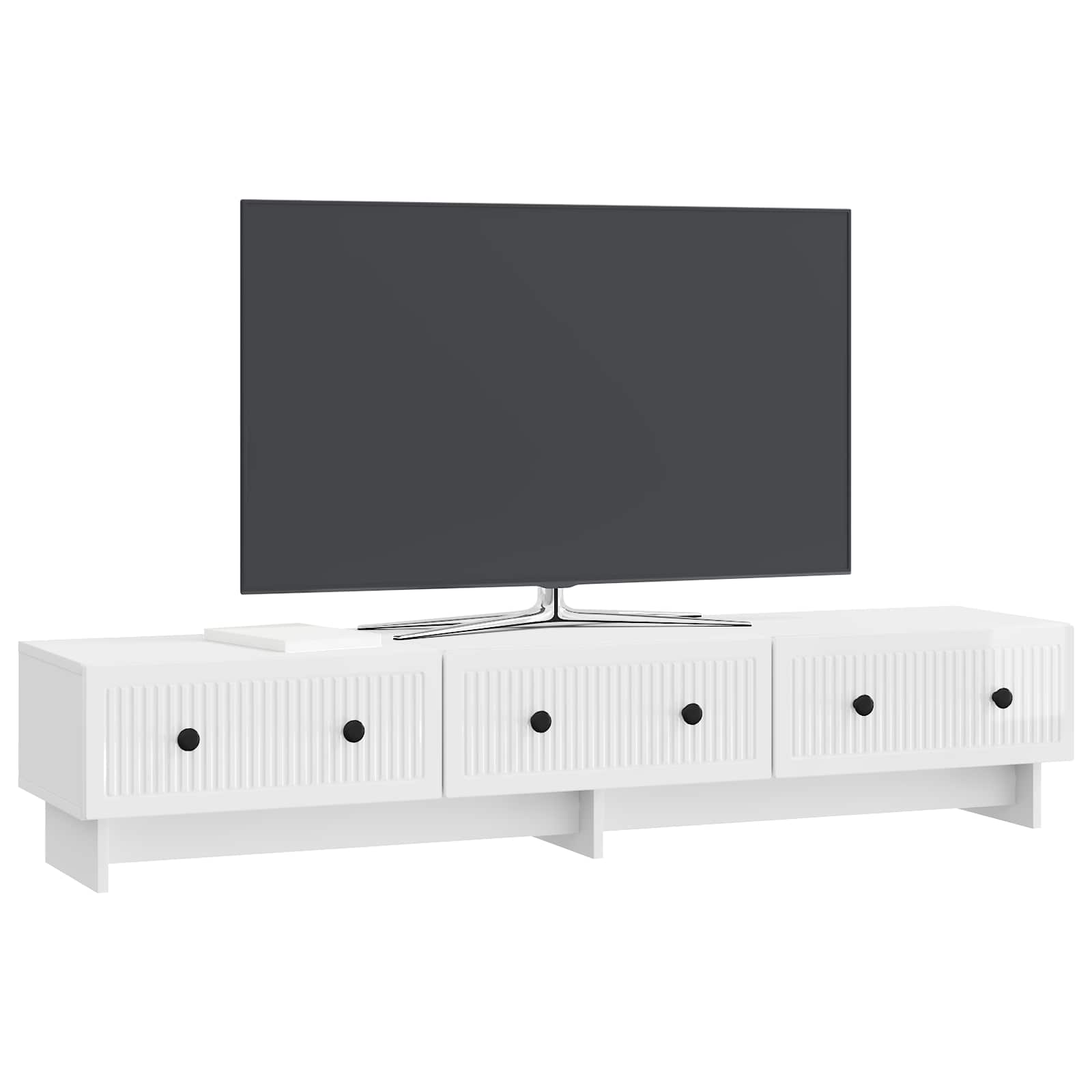 Meuble TV Blanc brillant 147 x 34,5 x 30 cm Bois d'ingénierie - XIOS