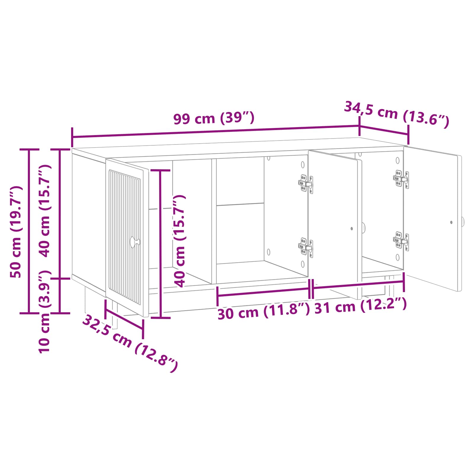 Meuble TV Blanc brillant 99 x 34,5 x 50 cm Bois d'ingénierie - XIOS