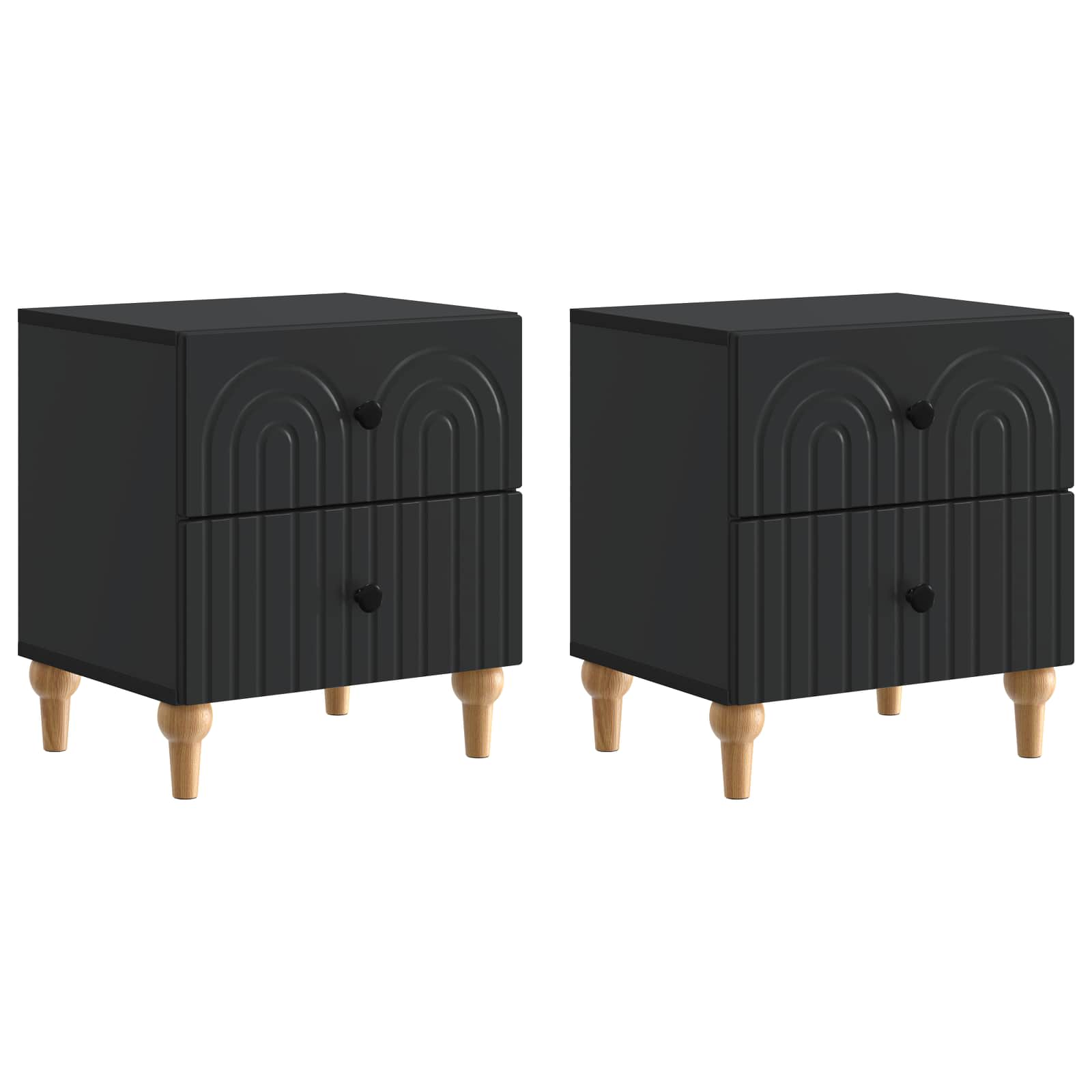 Cabinet de chevet avec tiroir 2 pcs Noir 43 x 34,5 x 48 cm - XIOS