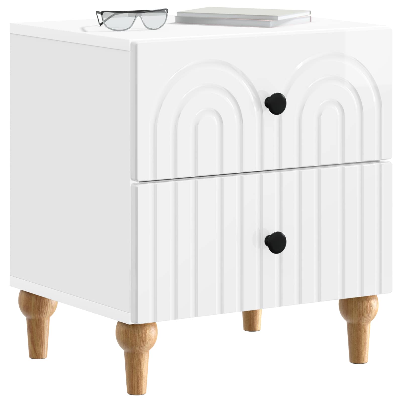 Cabinet de chevet 2 pcs Blanc brillant 43 x 34,5 x 48 cm - XIOS