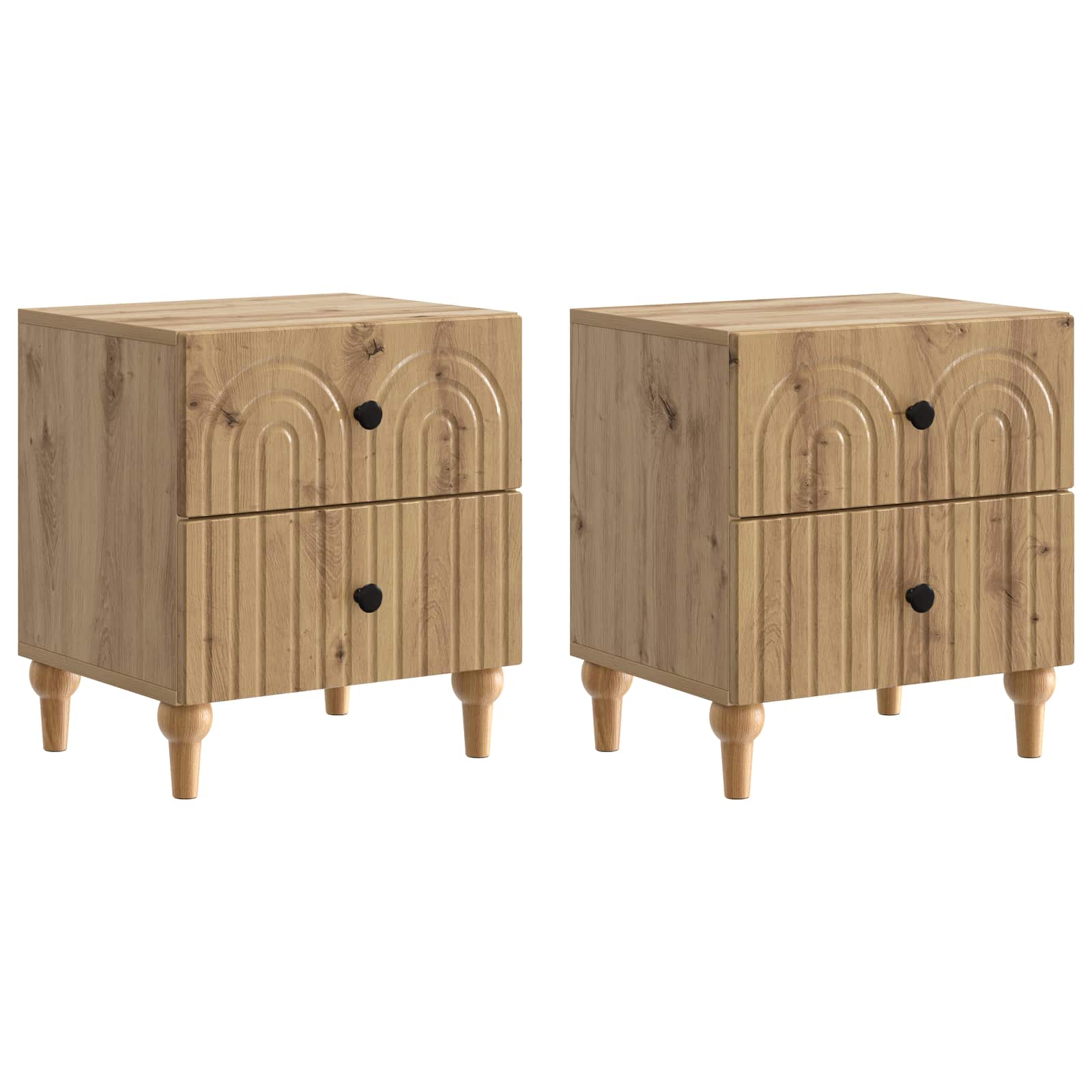Cabinet de chevet 2 pcs Chêne artisanal 43 x 34,5 x 48 cm - XIOS