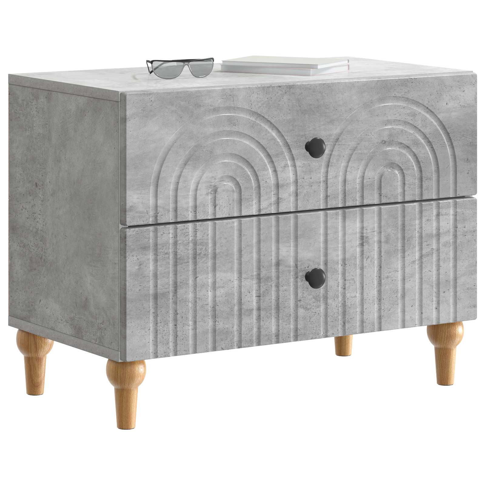 Cabinet de chevet avec tiroir Gris béton 62 x 34,5 x 48 cm - XIOS
