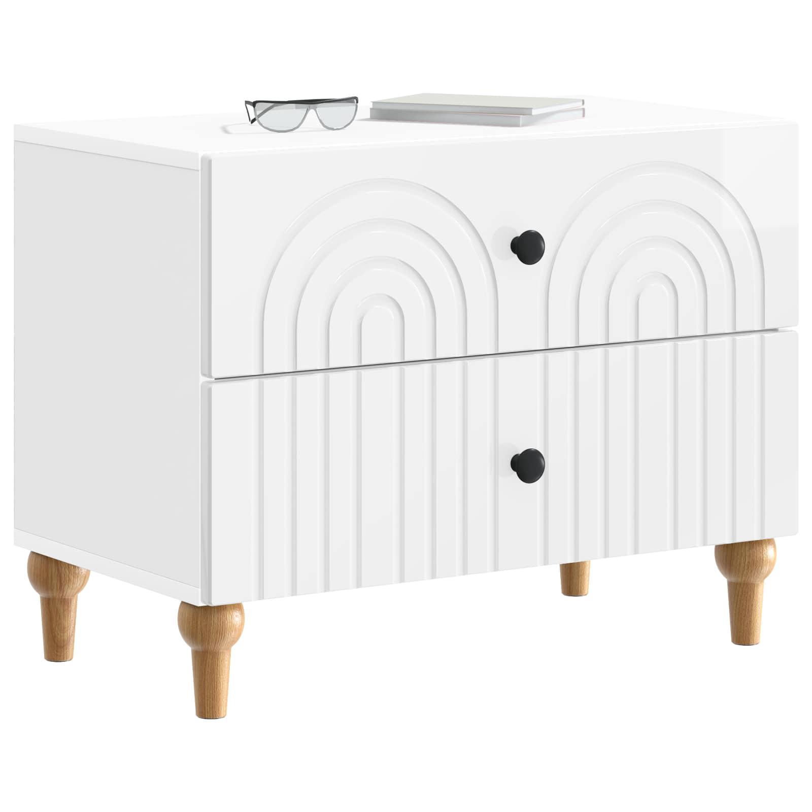 Cabinet de chevet avec tiroir Blanc brillant 62 x 34,5 x 48 cm - XIOS