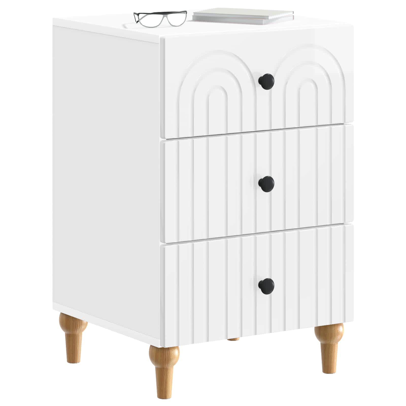 Cabinet de chevet avec tiroir Blanc brillant 43 x 41 x 66,5 cm - XIOS