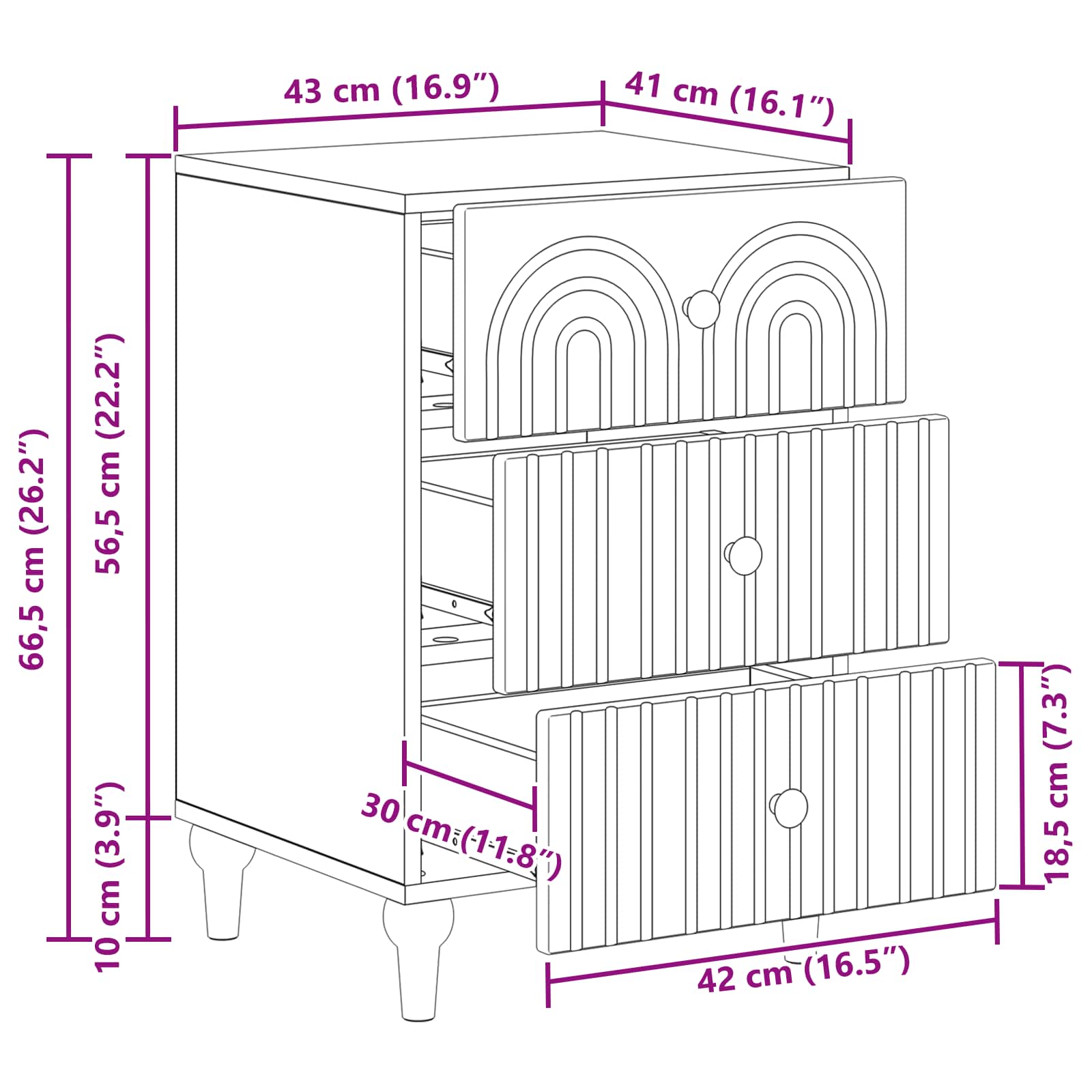 Cabinet de chevet avec tiroir Sonoma gris 43 x 41 x 66,5 cm - XIOS