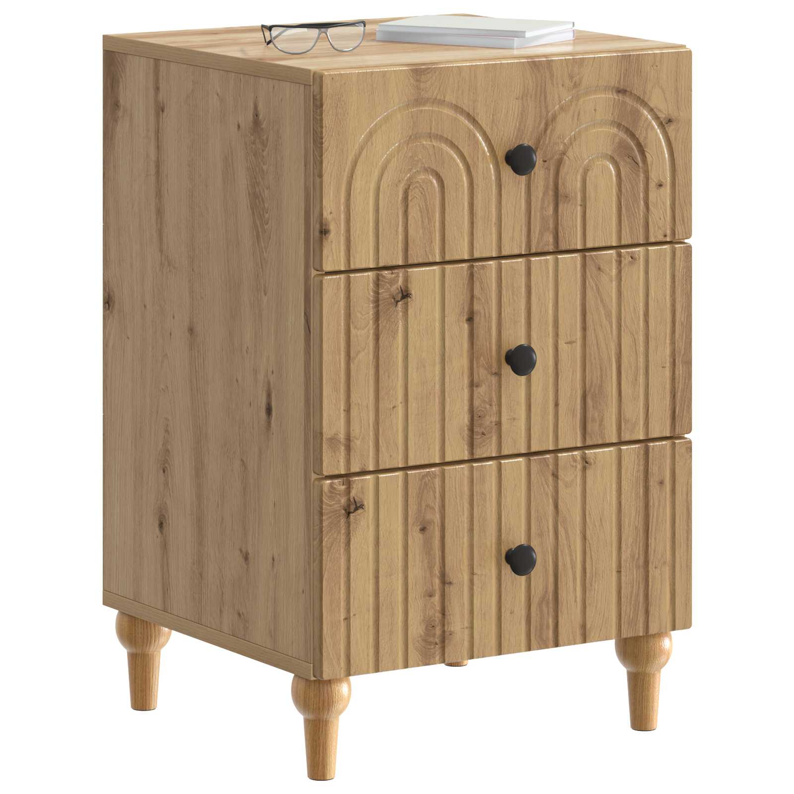 Cabinet de chevet avec tiroir Chêne artisanal 43 x 41 x 66,5 cm - XIOS