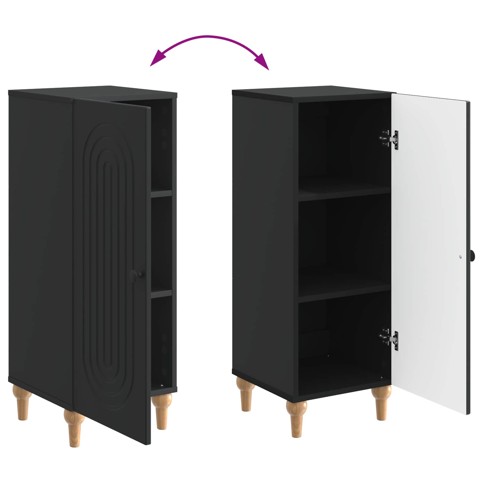 Buffet Noir 33 x 34,5 x 90 cm Bois d'ingénierie - XIOS