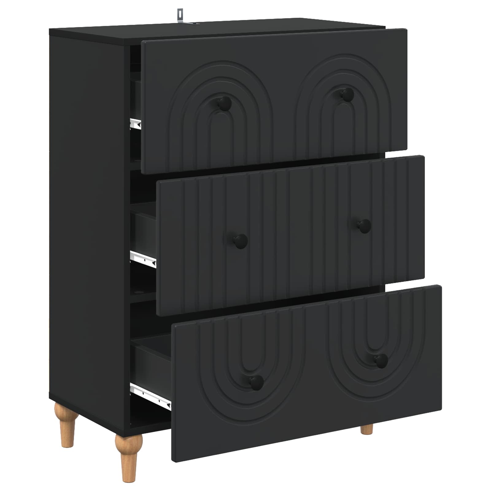 Armoire à tiroirs Noir 66 x 34,5 x 90 cm Bois d'ingénierie - XIOS