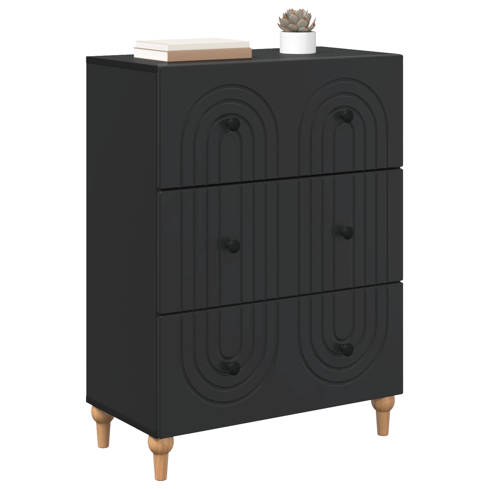 Armoire à tiroirs Noir 66 x 34,5 x 90 cm Bois d'ingénierie - XIOS