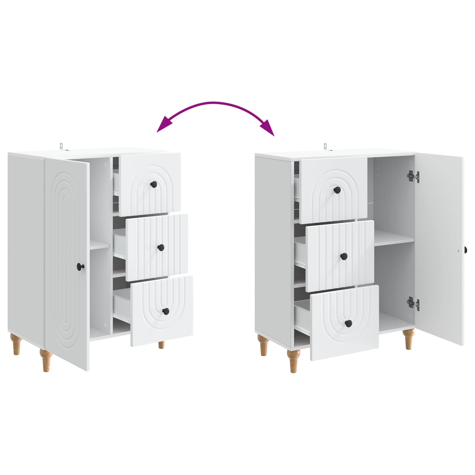 Buffet avec tiroir Blanc 66 x 34,5 x 90 cm Bois d'ingénierie - XIOS