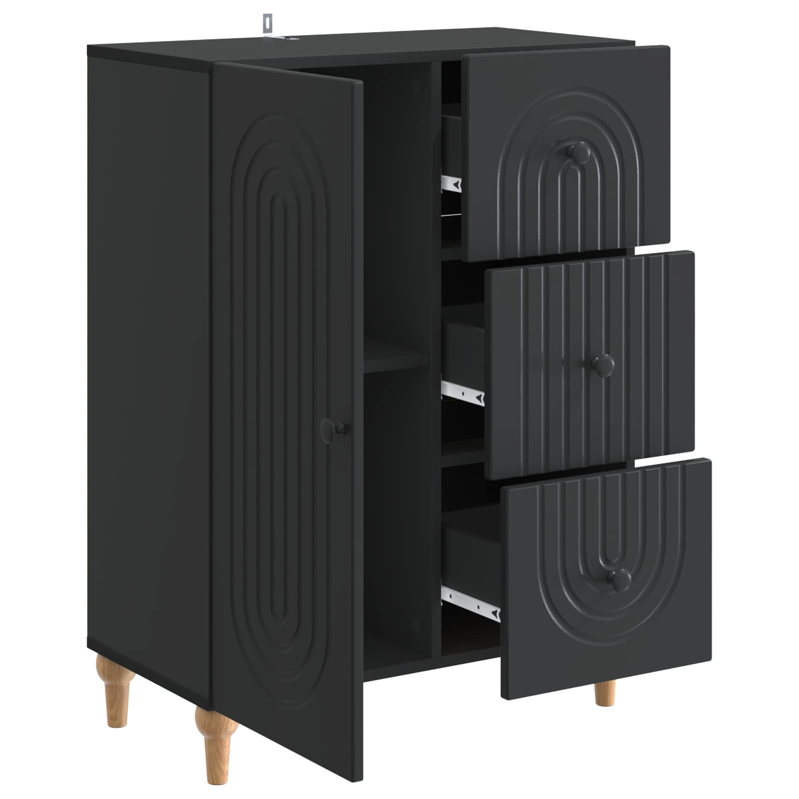 Buffet avec tiroir Noir 66 x 34,5 x 90 cm Bois d'ingénierie - XIOS