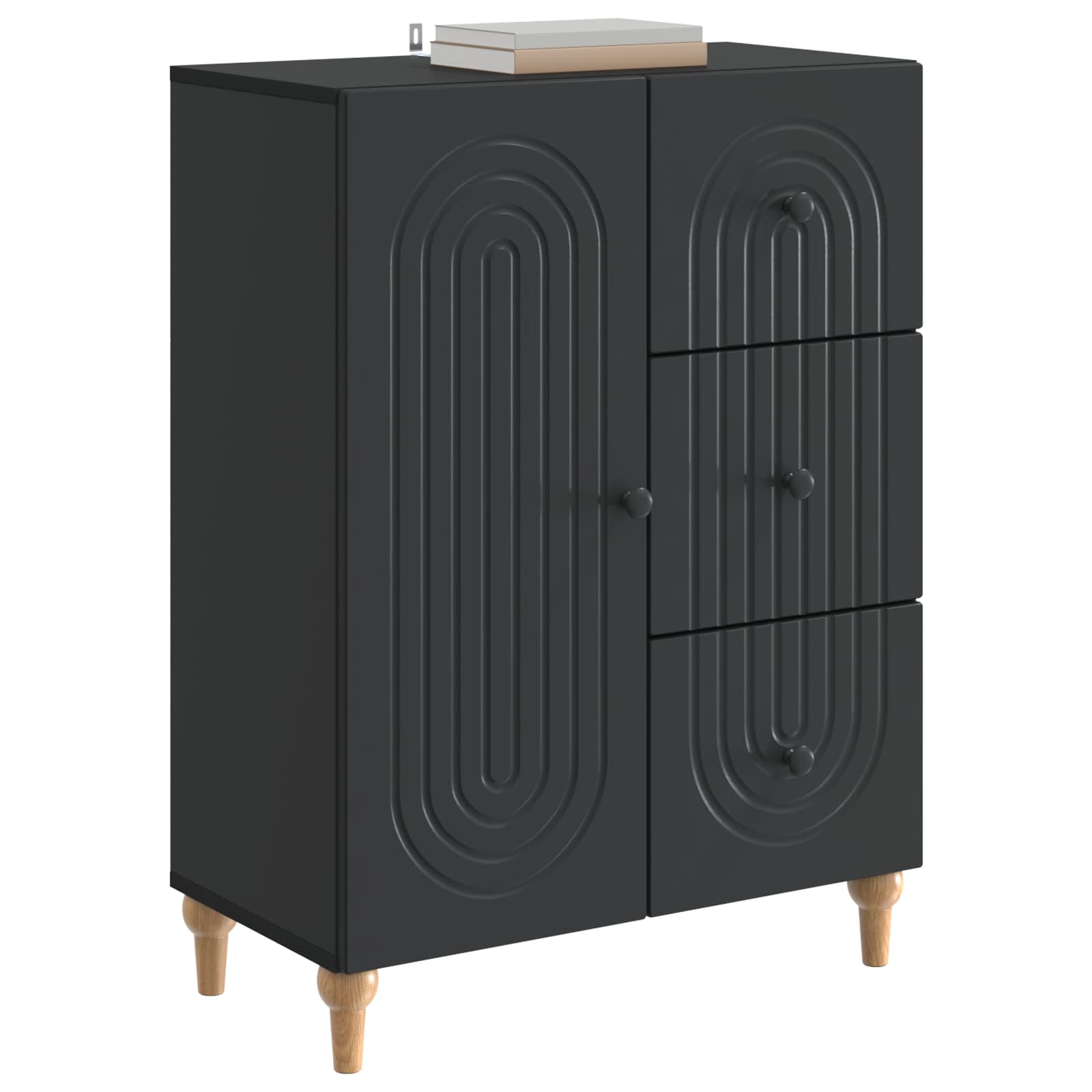 Buffet avec tiroir Noir 66 x 34,5 x 90 cm Bois d'ingénierie - XIOS