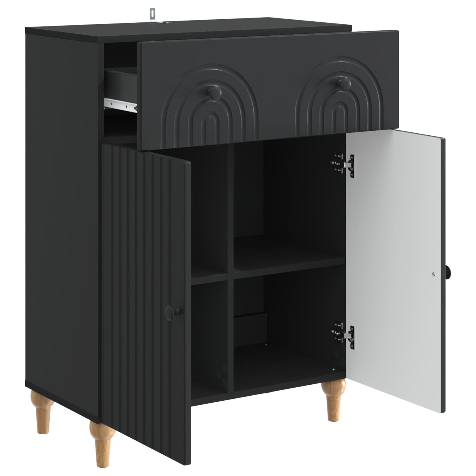 Buffet avec tiroir Noir 66 x 34,5 x 90 cm Bois d'ingénierie - XIOS
