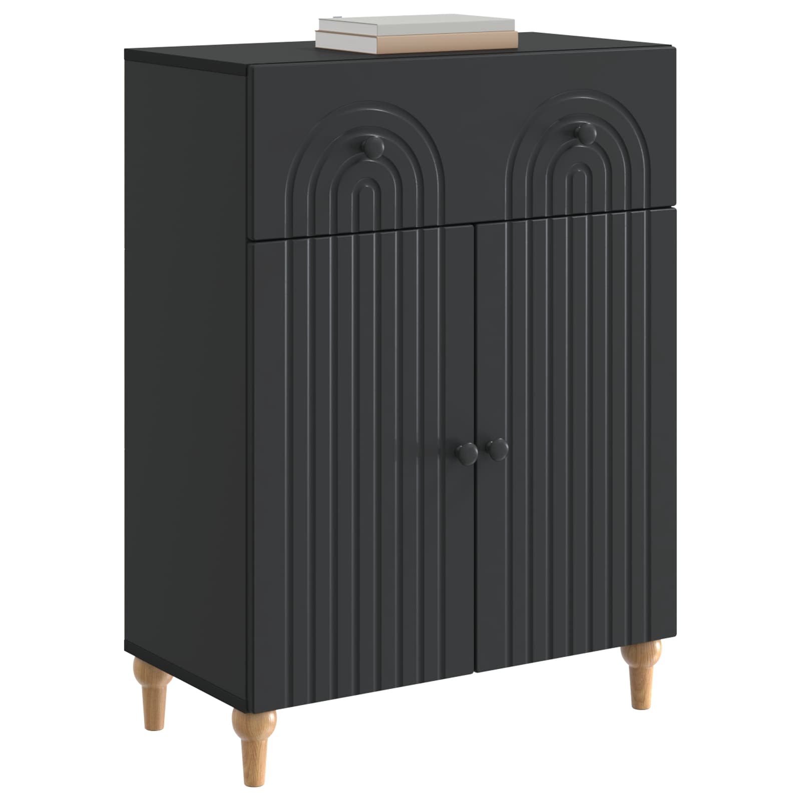 Buffet avec tiroir Noir 66 x 34,5 x 90 cm Bois d'ingénierie - XIOS