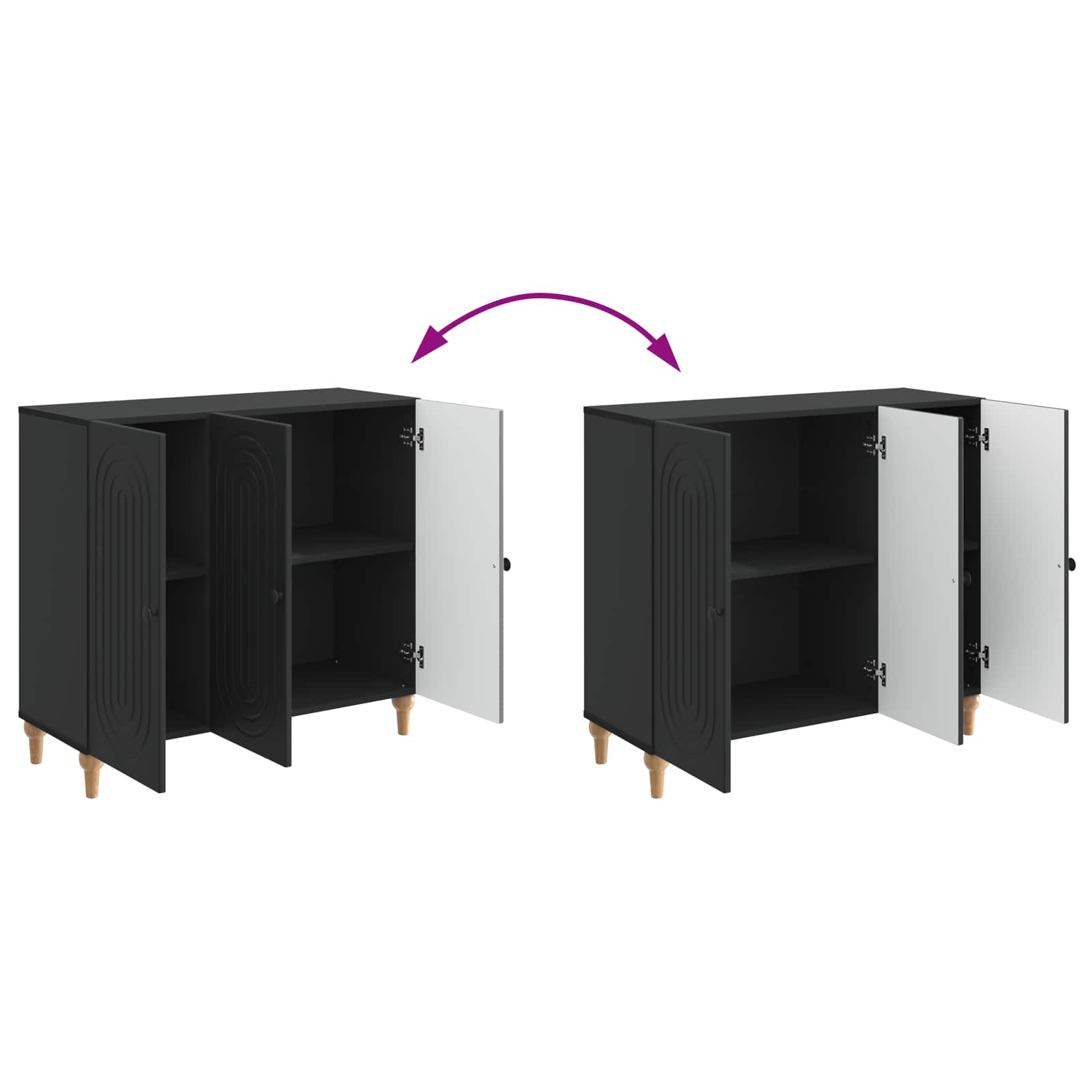 Buffet Noir 89 x 34,5 x 80 cm Bois d'ingénierie - XIOS