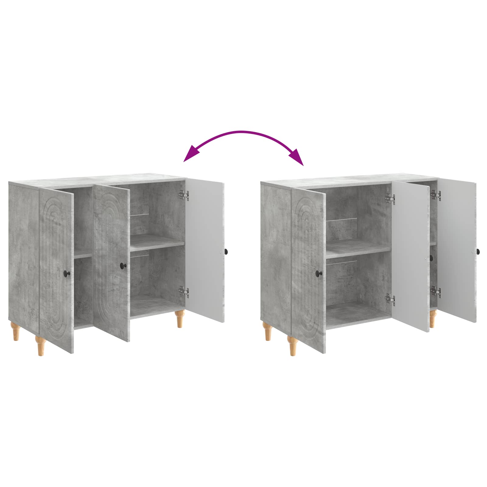 Buffet Gris béton 89 x 34,5 x 80 cm Bois d'ingénierie - XIOS