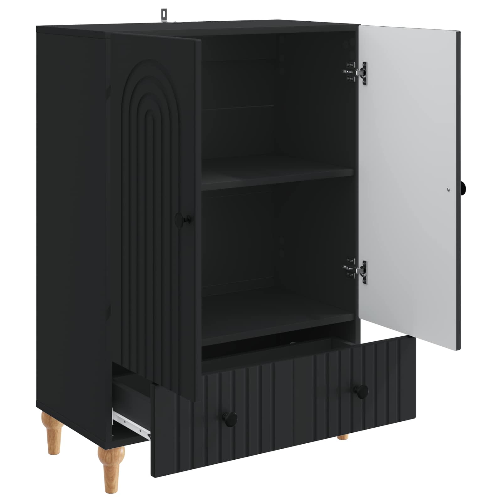 Buffet avec tiroir Noir 66 x 34,5 x 95 cm Bois d'ingénierie - XIOS
