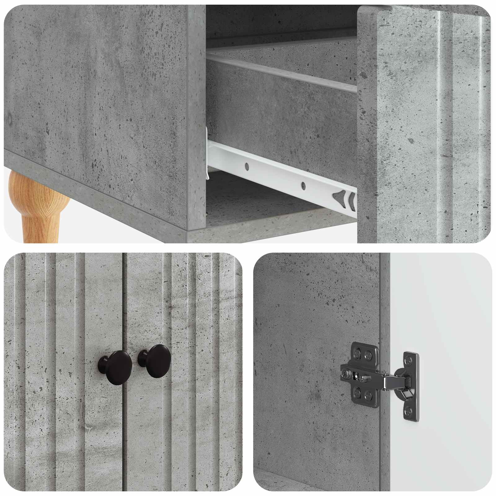 Buffet Gris béton 66 x 34,5 x 95 cm Bois d'ingénierie - XIOS