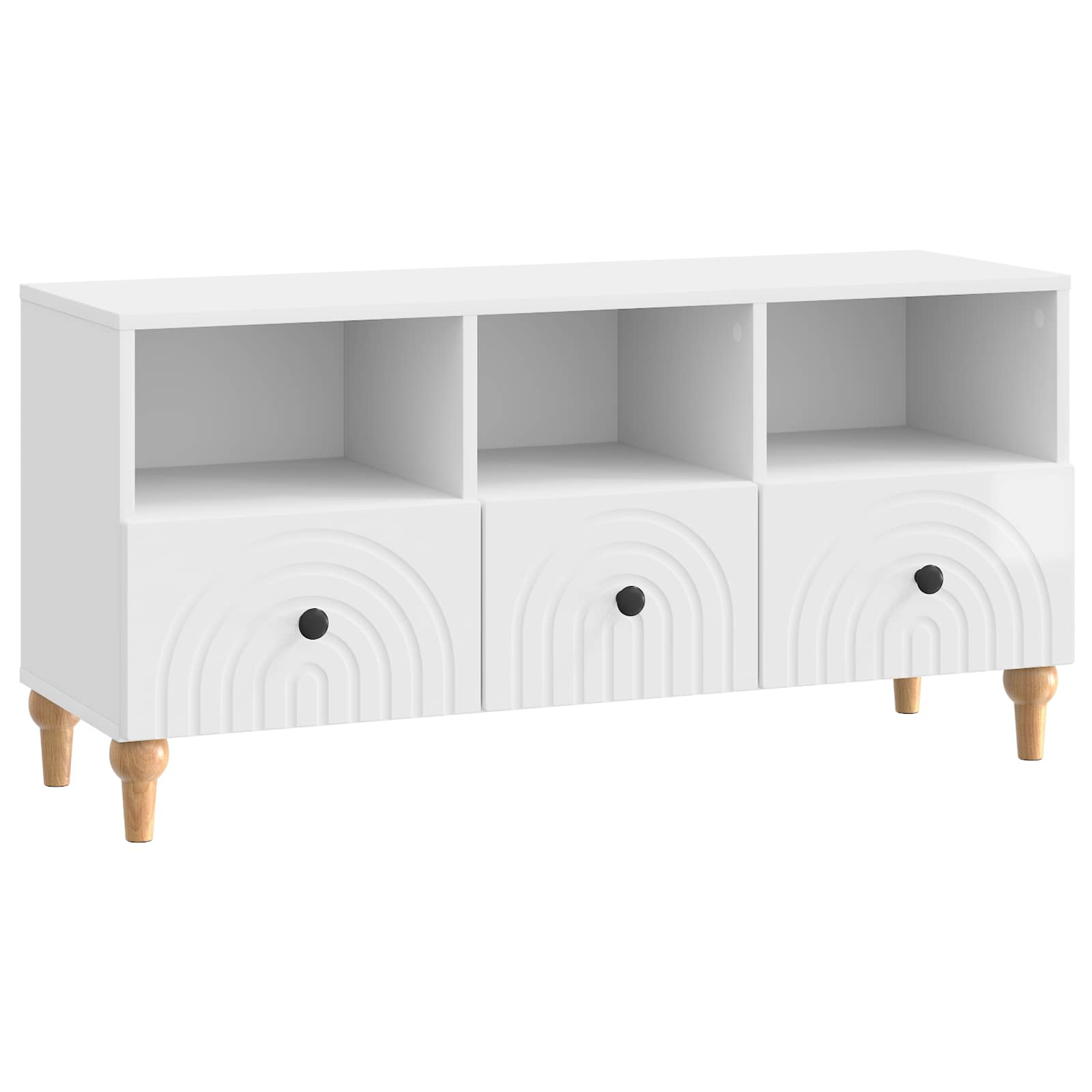 Meuble TV Blanc Brillant 102 x 34,5 x 50 cm Bois d’ingénierie - XIOS