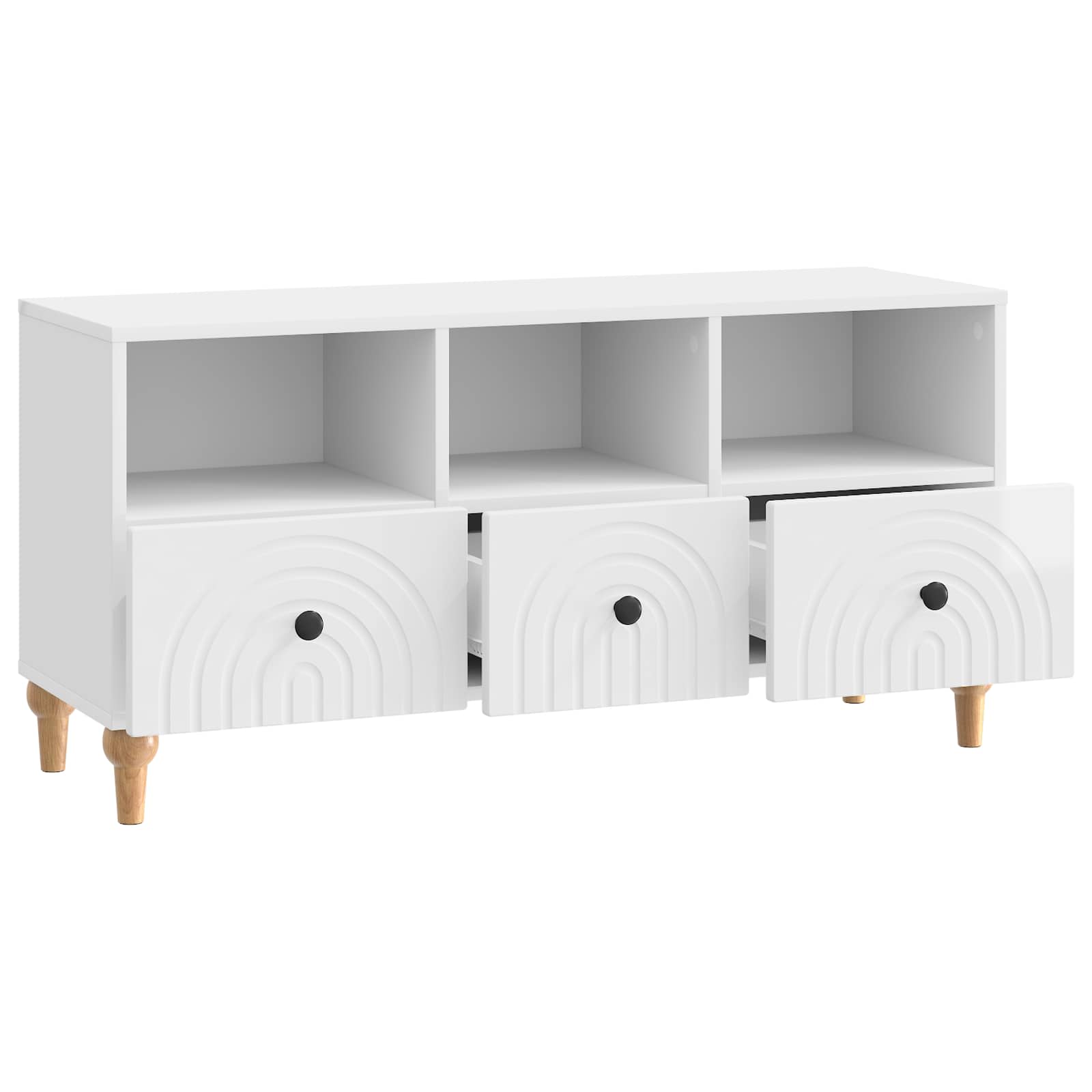 Meuble TV Blanc Brillant 102 x 34,5 x 50 cm Bois d’ingénierie - XIOS