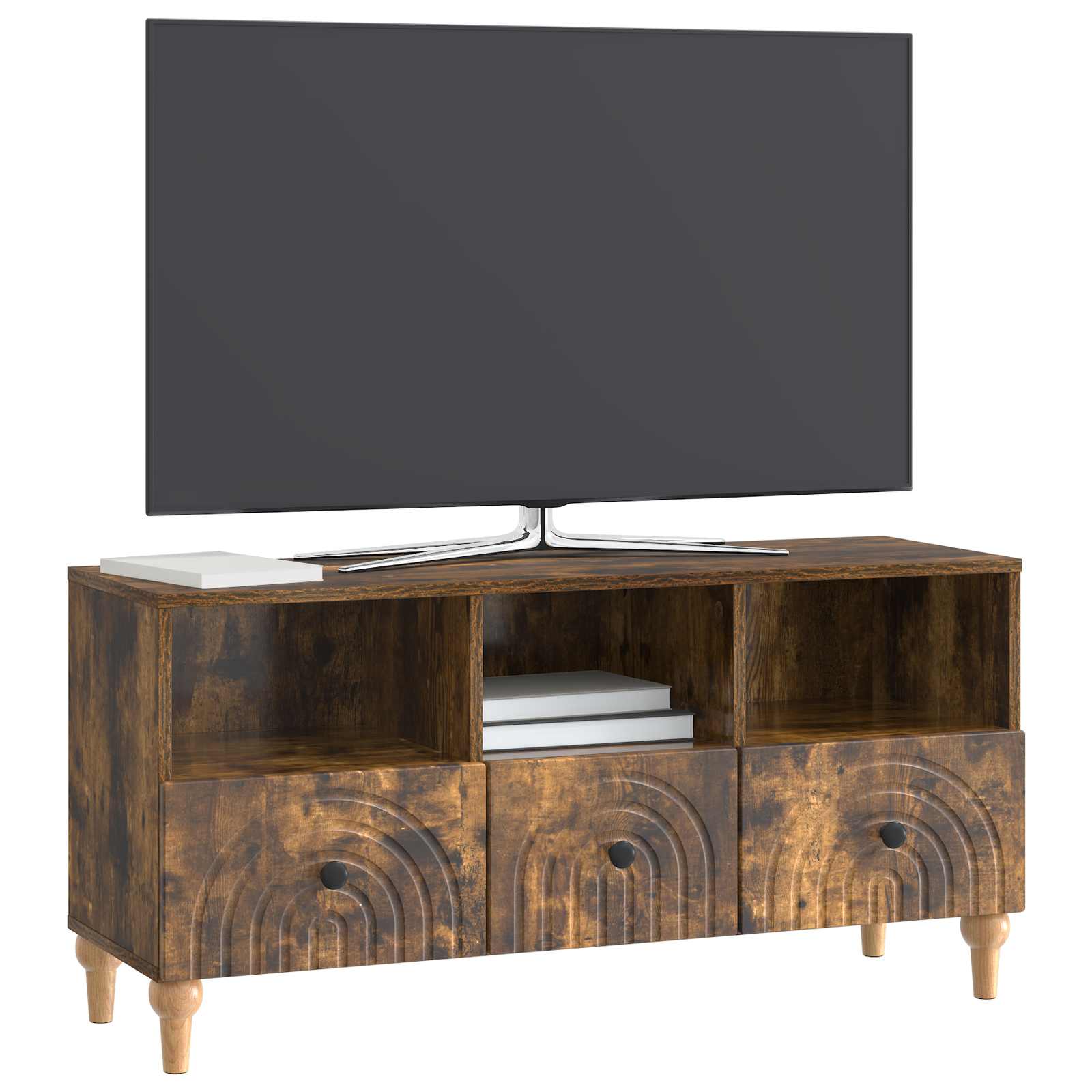 Meuble TV Chêne Fumé 102 x 34,5 x 50 cm Bois d’ingénierie - XIOS