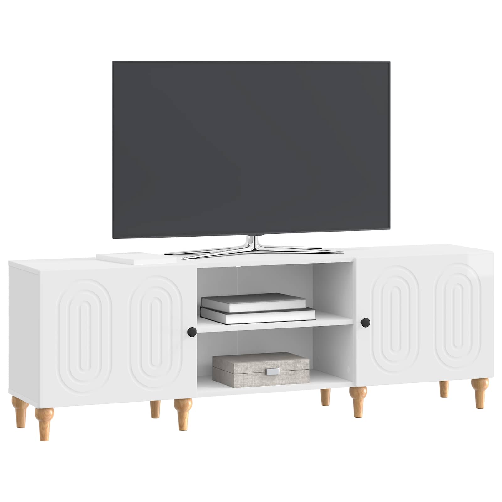 Meuble TV Blanc brillant 150 x 31 x 50 cm Bois d'ingénierie - XIOS