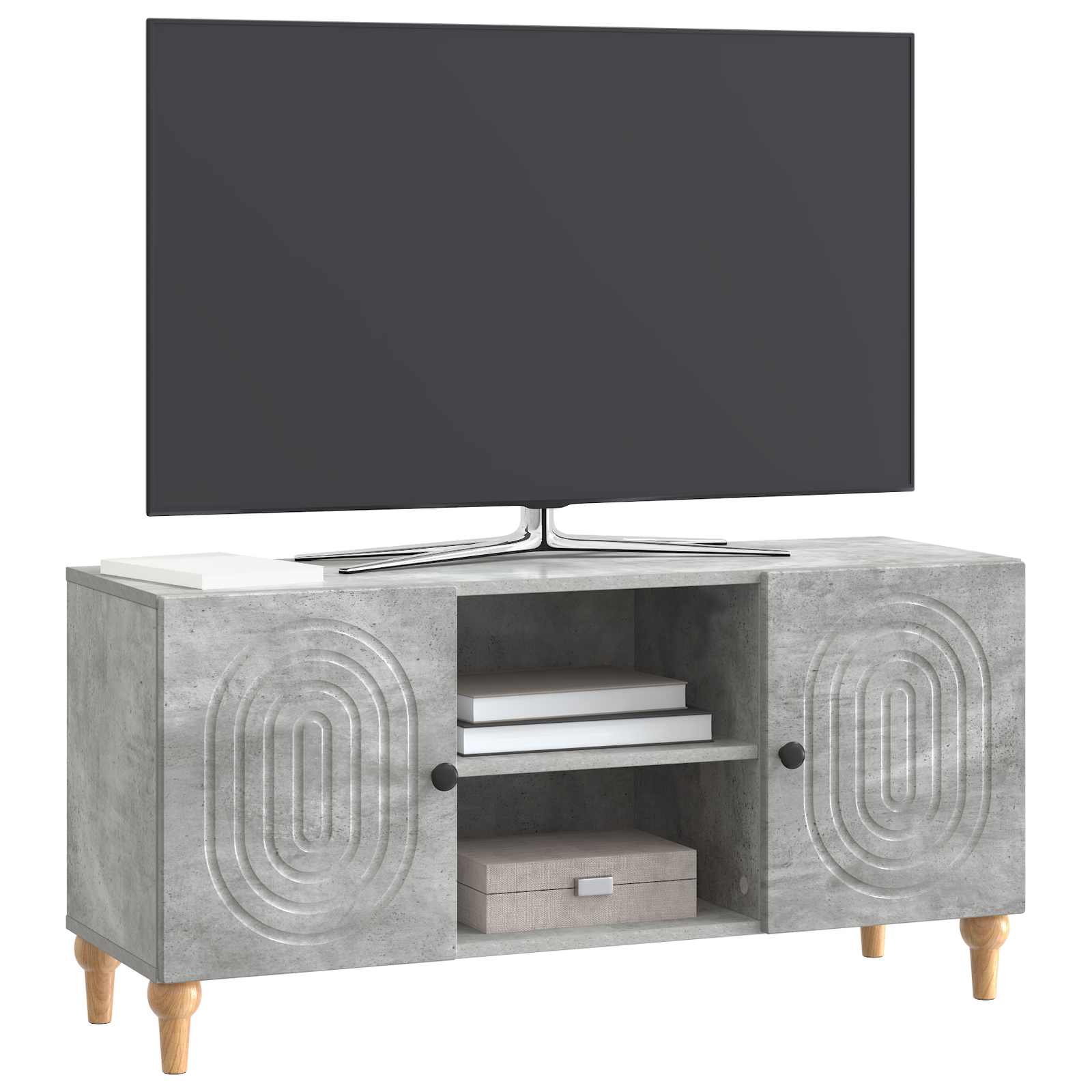 Meuble TV Gris béton 102 x 34,5 x 50 cm Bois d'ingénierie - XIOS