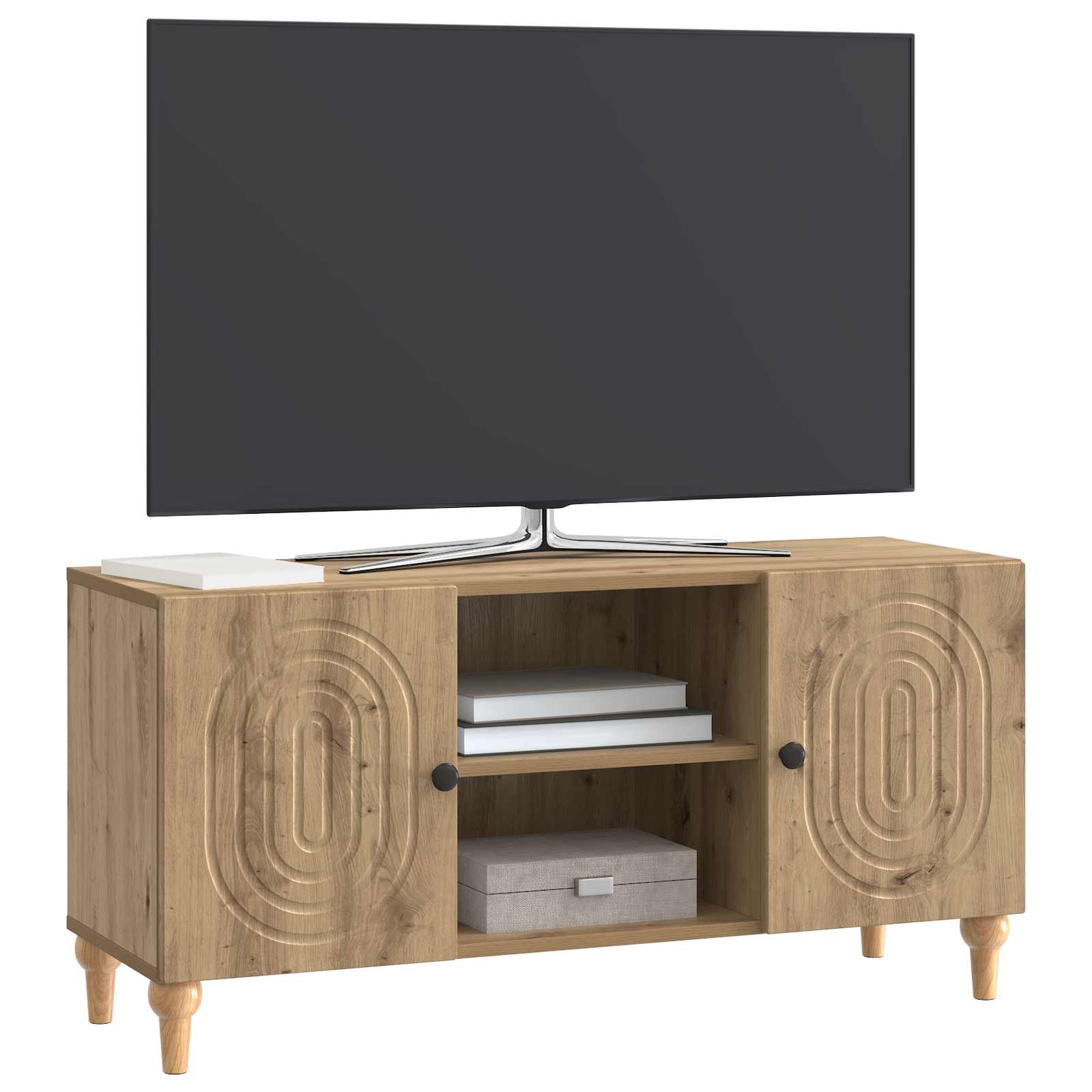 Meuble TV Chêne artisanal 102 x 34,5 x 50 cm Bois d'ingénierie - XIOS