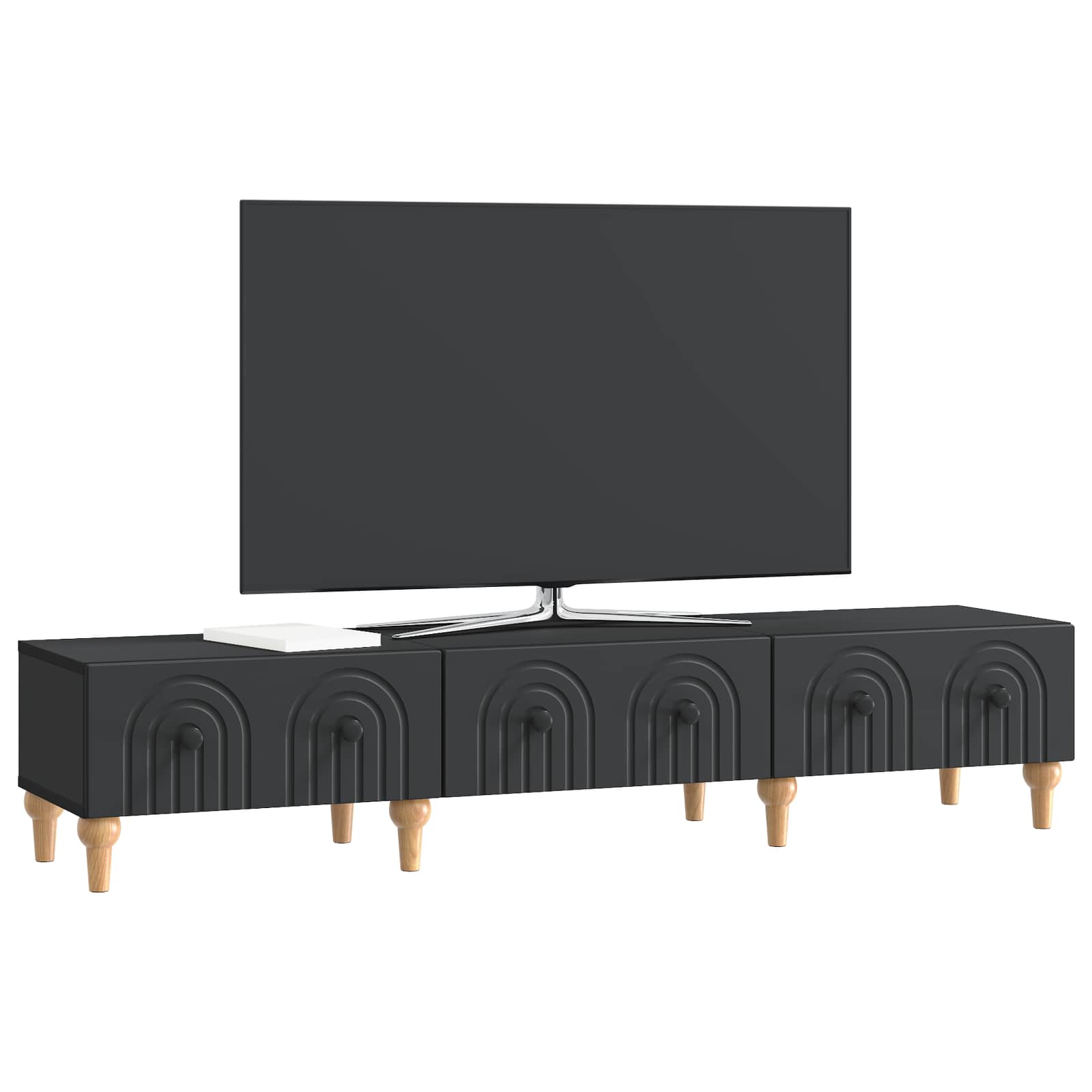 Meuble TV avec tiroir Noir 147 x 34,5 x 30 cm Bois d'ingénierie - XIOS