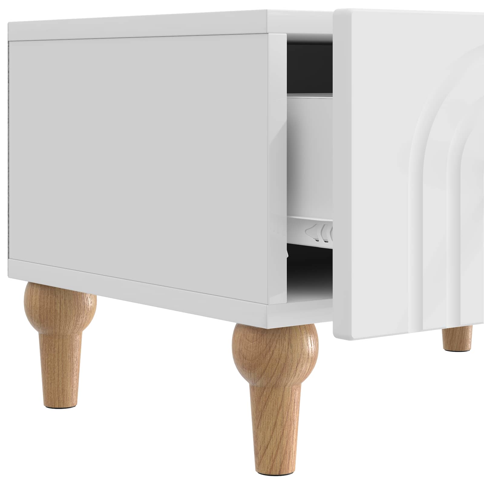 Meuble TV Blanc brillant 147 x 34,5 x 30 cm Bois d'ingénierie - XIOS
