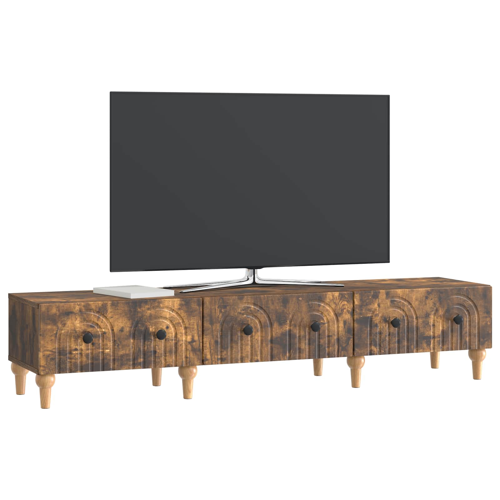 Meuble TV Chêne fumé 147 x 34,5 x 30 cm Bois d'ingénierie - XIOS