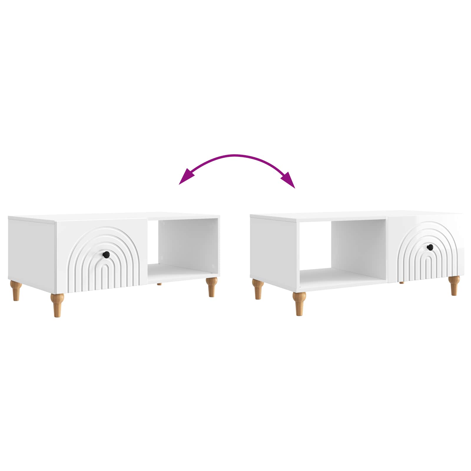 Table basse Blanc brillant 90 x 50 x 40 cm Bois d'ingénierie - XIOS