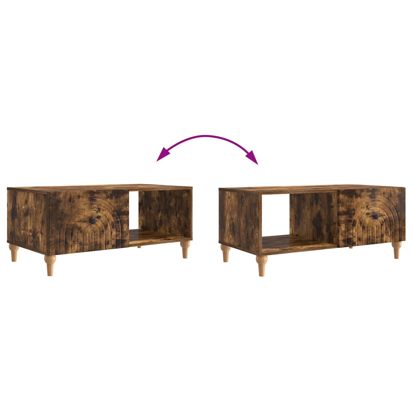 Table basse Chêne fumé 90 x 50 x 40 cm Bois d'ingénierie - XIOS