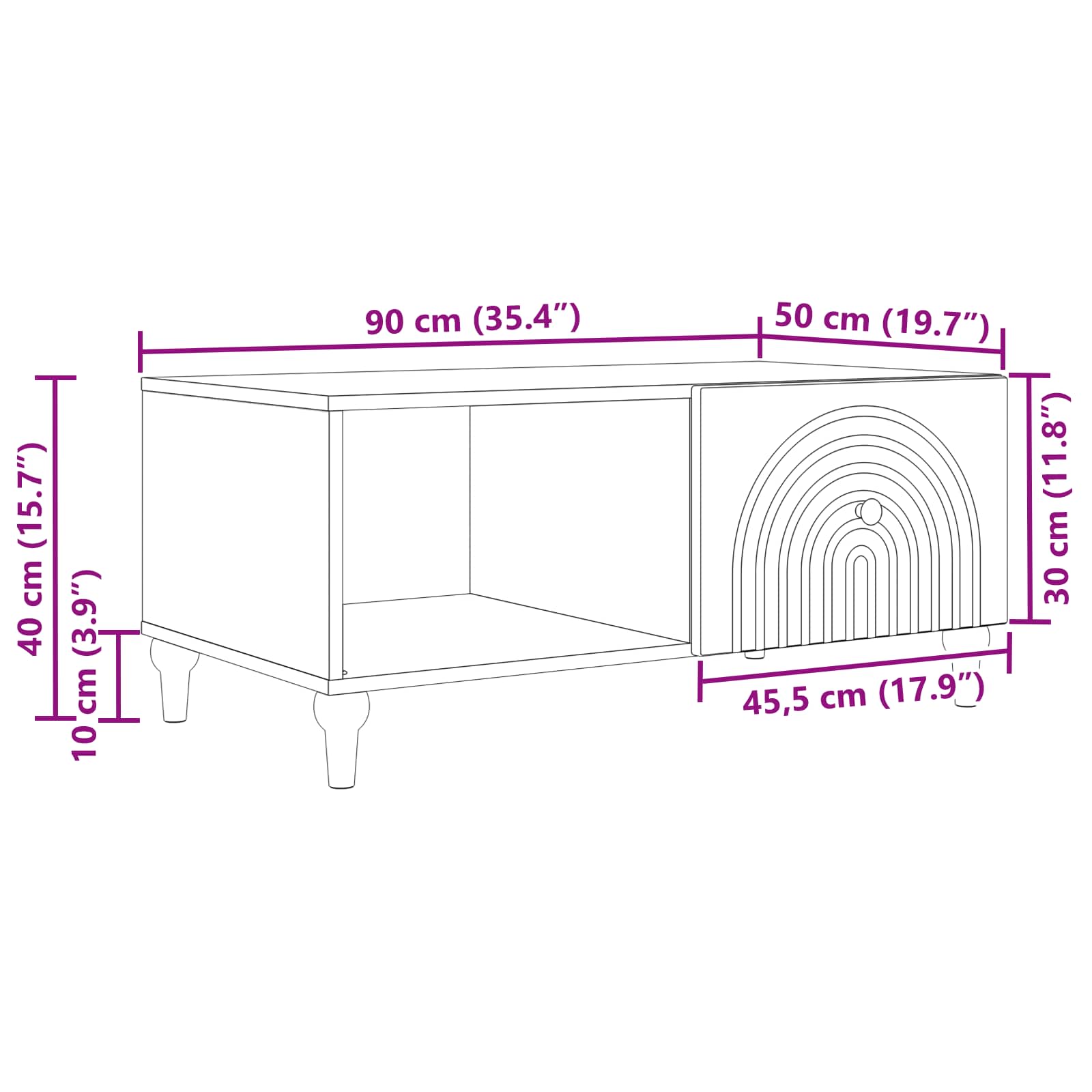 Table basse Chêne fumé 90 x 50 x 40 cm Bois d'ingénierie - XIOS