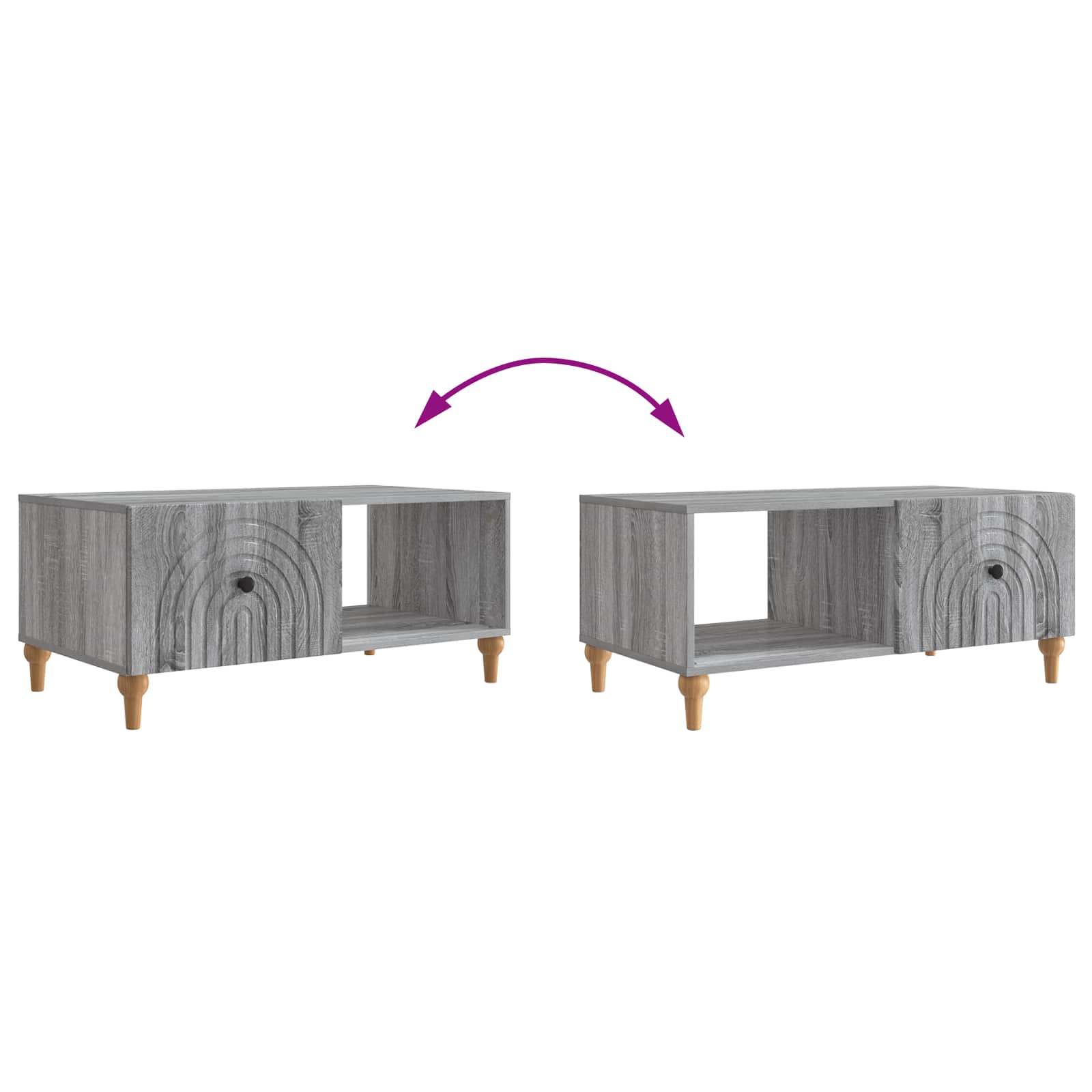 Table basse Sonoma gris 90 x 50 x 40 cm Bois d'ingénierie - XIOS
