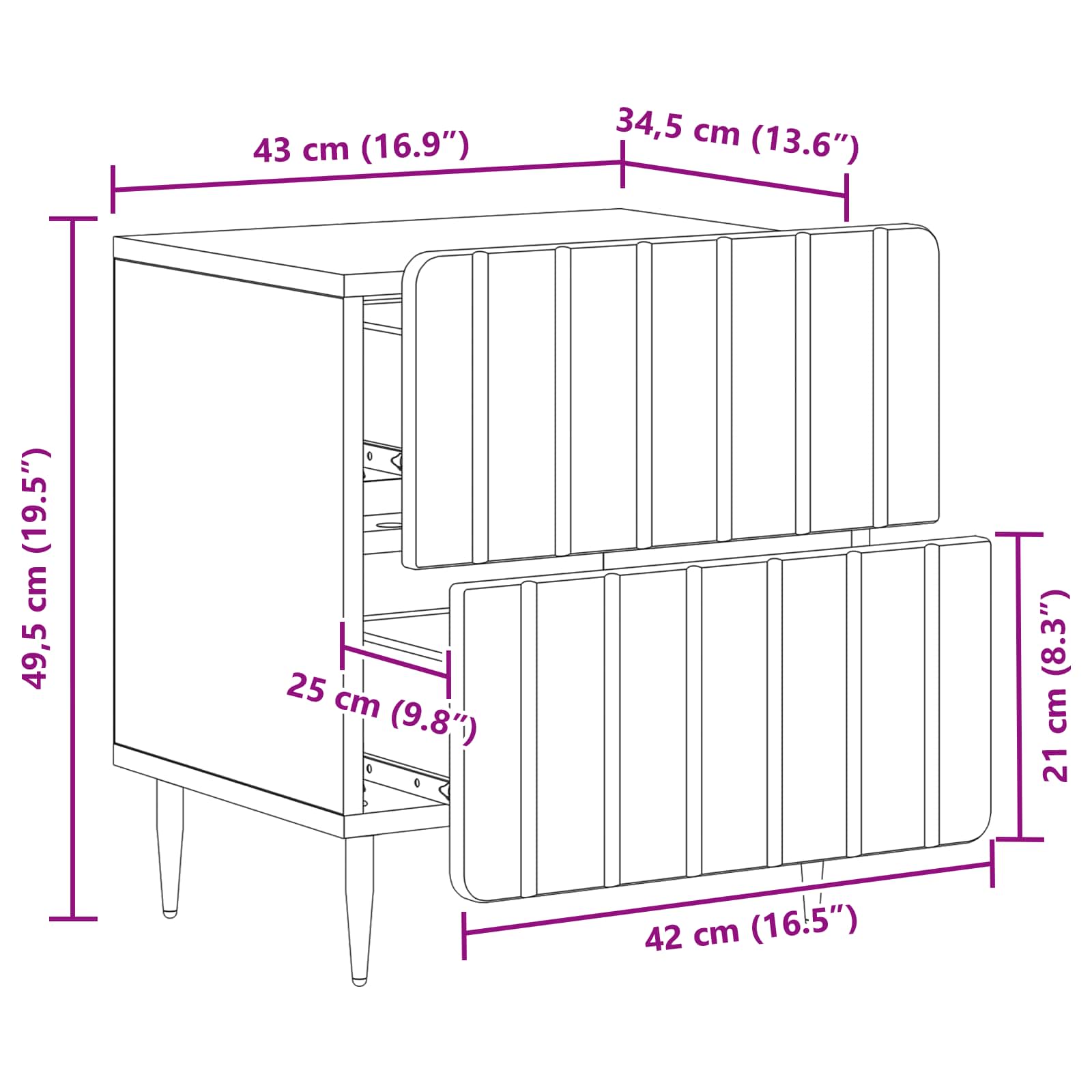 Cabinet de chevet avec tiroir Chêne Sonoma 43 x 34,5 x 49,5 cm - XIOS