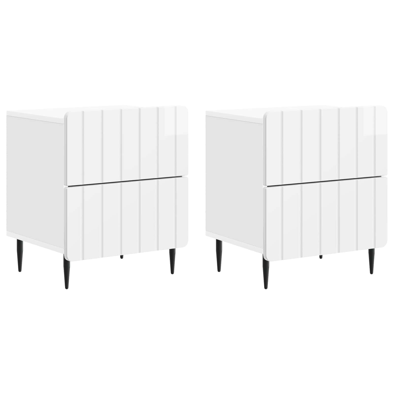 Cabinet de chevet 2 pcs Blanc brillant 43 x 34,5 x 49,5 cm - XIOS