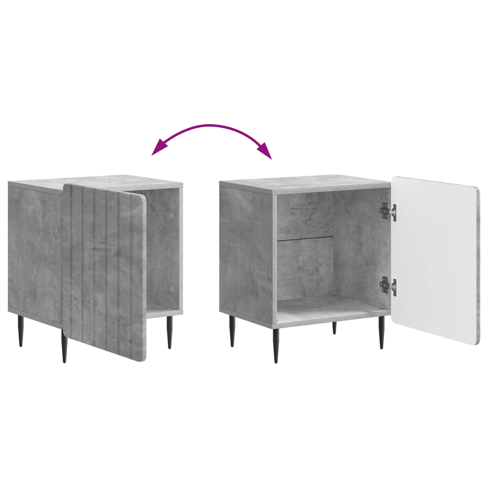 Cabinet de chevet 2 pcs Gris béton 43 x 34,5 x 52 cm - XIOS