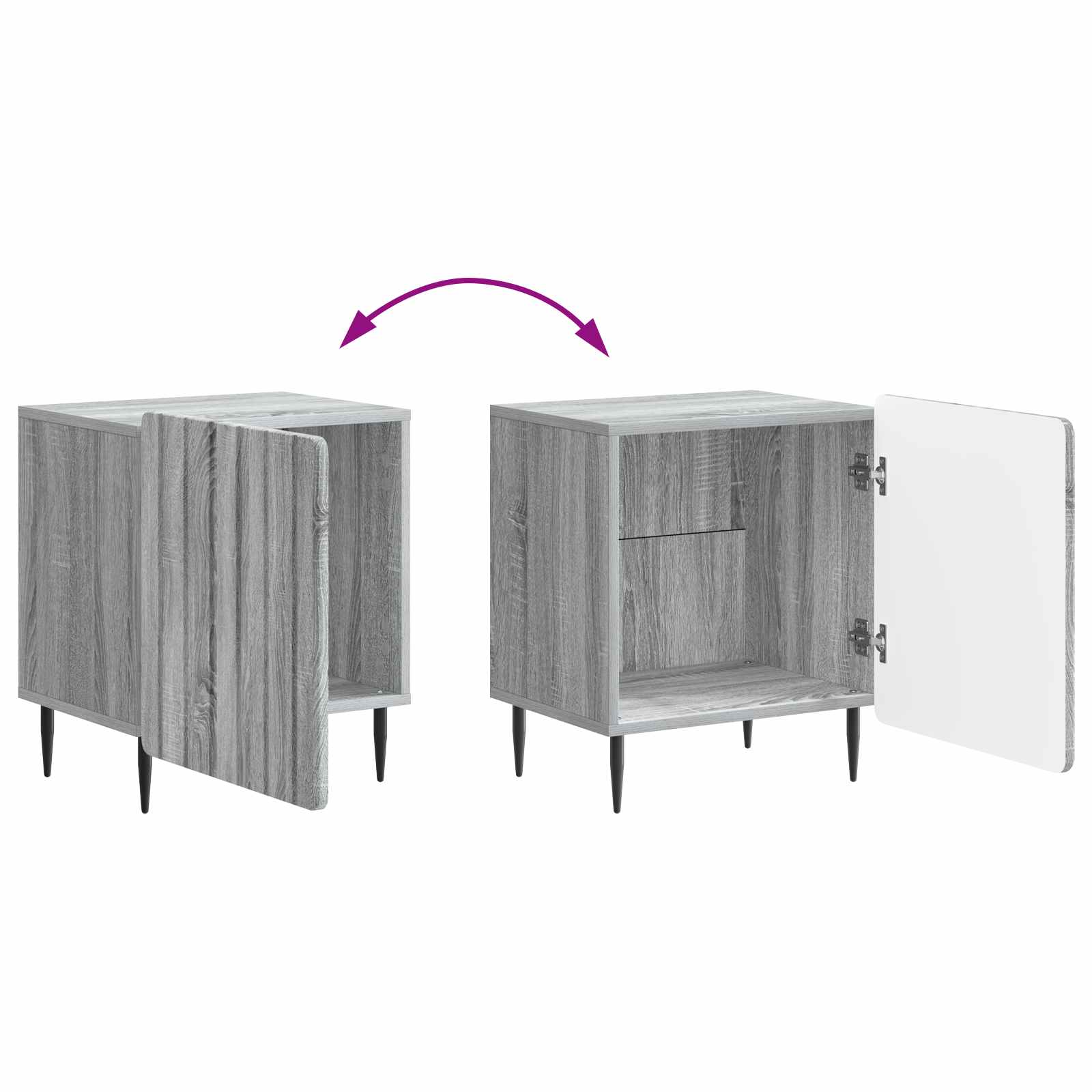 Cabinet de chevet Sonoma gris 43 x 34,5 x 52 cm - XIOS