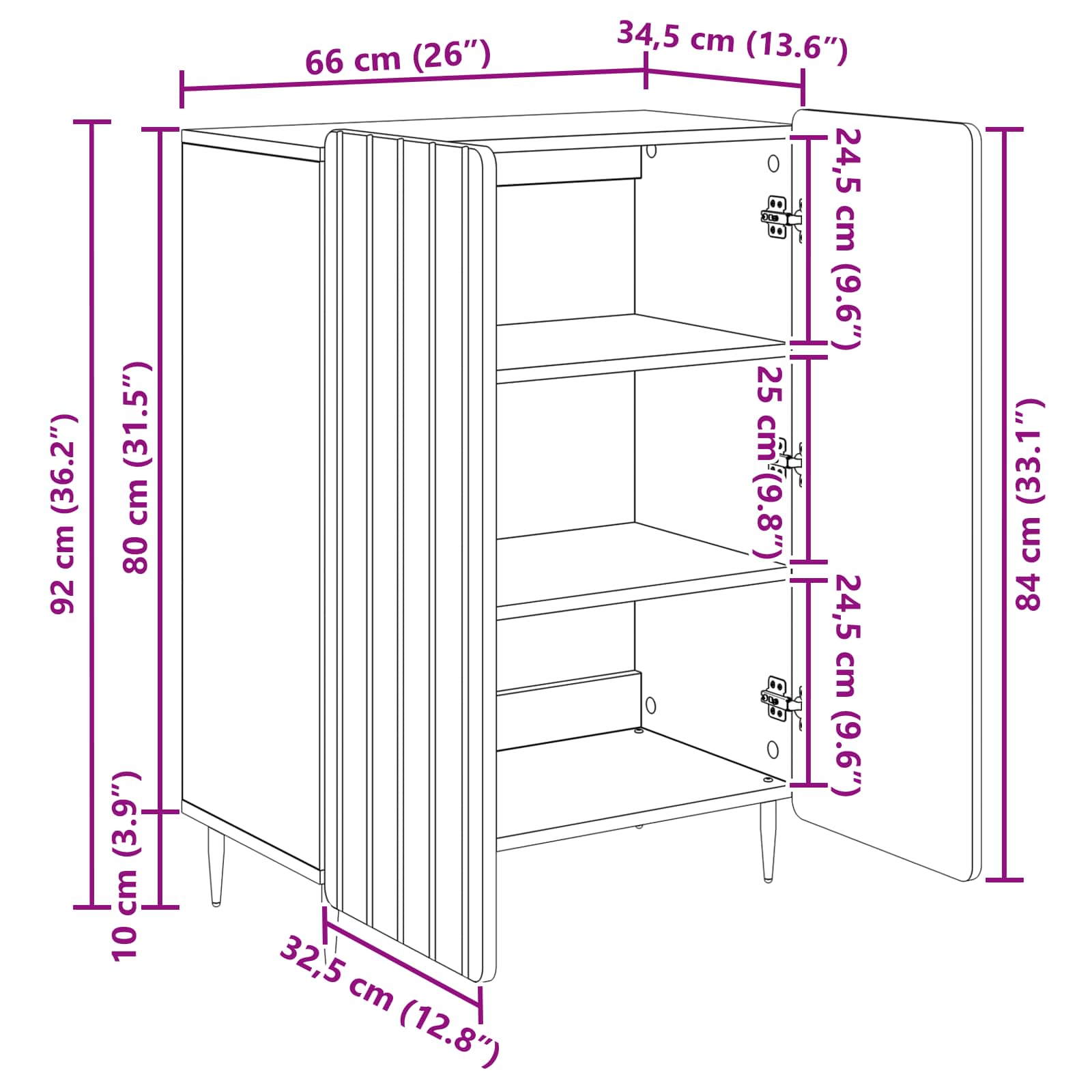 Buffet Sonoma gris 66 x 34,5 x 92 cm Bois d'ingénierie - XIOS