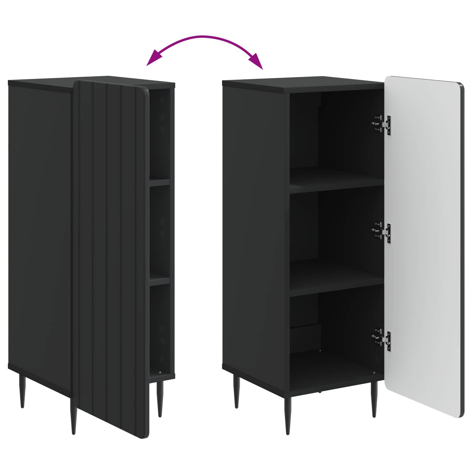 Buffet Noir 34,5 x 33 x 92 cm Bois d'ingénierie - XIOS