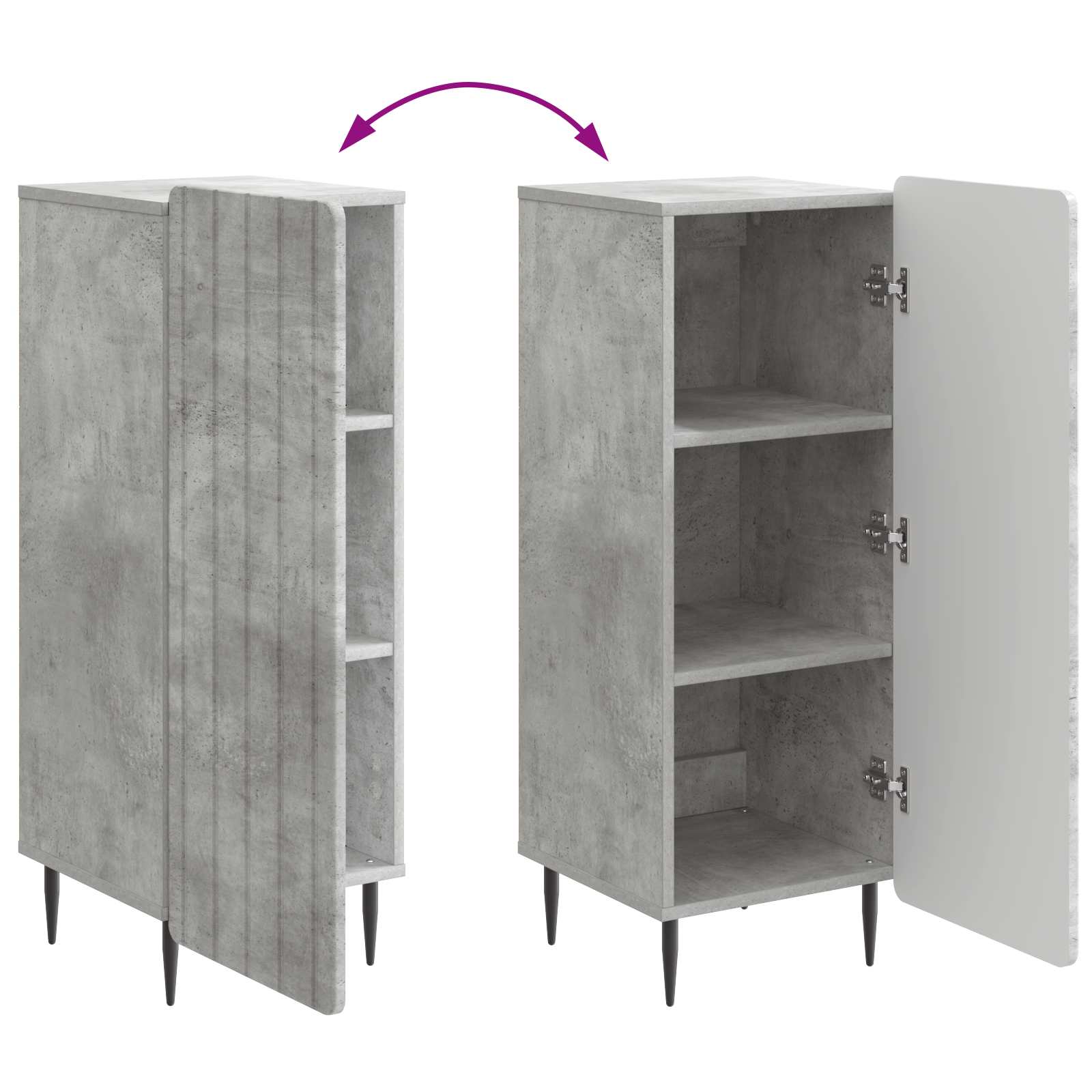 Buffet Gris béton 34,5 x 33 x 92 cm Bois d'ingénierie - XIOS