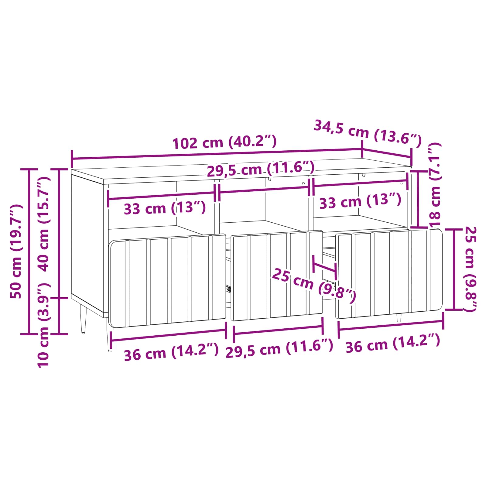 Meuble TV Chêne Sonoma 102 x 34,5 x 50 cm Bois d'ingénierie - XIOS