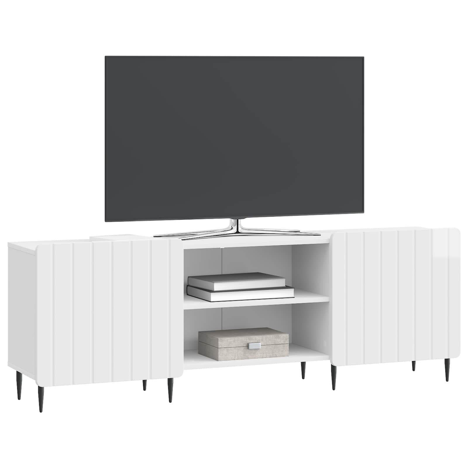 Meuble TV Blanc brillant 150 x 31 x 52 cm Bois d'ingénierie - XIOS